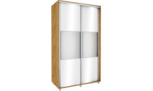 Šatní skříň 120 cm dub soma tmavý/ bílý lesk se zrcadlem 