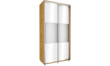 Vysoká šatní skříň 120 cm dub soma tmavý / bílý lesk se zrcadlem