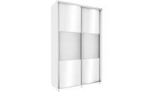 Vysoká šatní skříň 150 cm bílá/ bílý lesk se zrcadlem