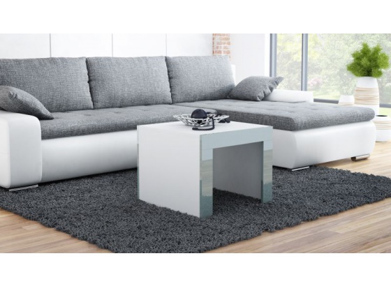 Konferenční stolek TESS 60x60 bílý mat/šedý lesk