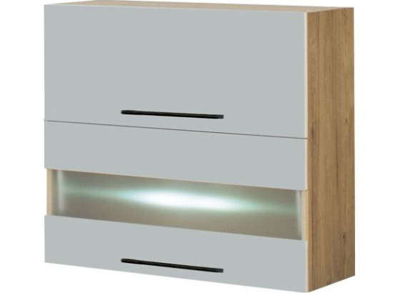 Horní skříňka MONIA 80 vodorovně dělená se sklem a LED 