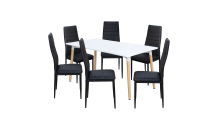 Jídelní stůl ONE 160x90 bílý + 6 židlí SIGMA černých