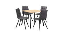 Jídelní stůl 80x80 BERGEN dub + 4 židle BERGEN šedé mikrovlákno