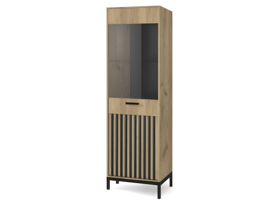 Vitrína LAMINO W-1  dub craft/ černá