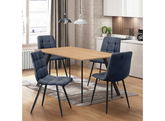 Jídelní stůl 120x80 BERGEN dub + 4 židle BERGEN šedá