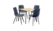 Jídelní stůl 80x80 BERGEN dub + 4 židle BERGEN šedá