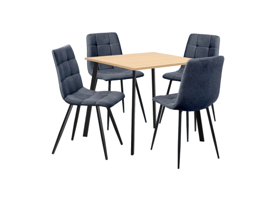 Jídelní stůl 80x80 BERGEN dub + 4 židle BERGEN šedá