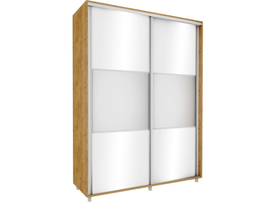 Vysoká šatní skříň 200 cm dub soma tmavý/ bílý lesk se zrcadlem