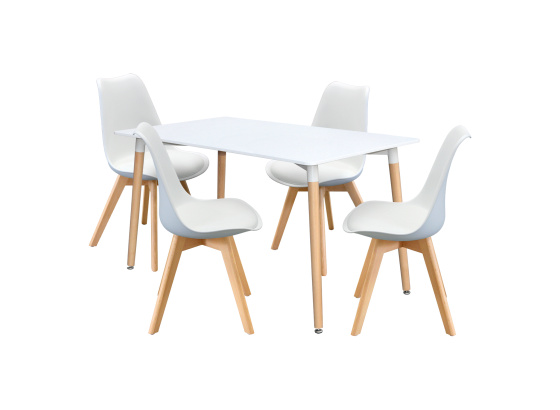 Jídelní stůl 140x90 QUATRO bílý + 4 židle QUATRO bílé