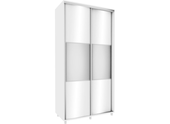 Vysoká šatní skříň 120 cm bílá/ bílý lesk se zrcadlem