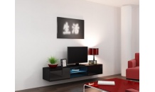 Televizní stolek VIGO RTV sklo černý mat/černý lesk