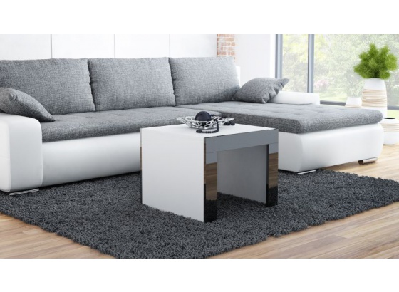 Konferenční stolek TESS 60x60 bílý mat/černý lesk