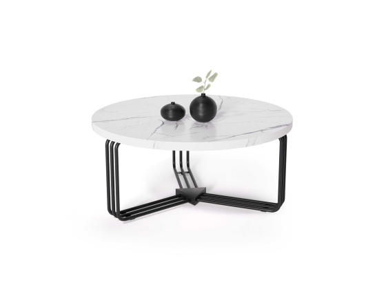 Konferenční stolek ANTICA bílý mramor/černá