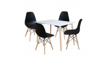 Jídelní stůl 120x80 UNO bílá + 4 židle UNO černá