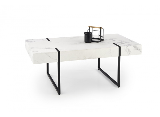 Konferenční stolek BLANCA  bílý mramor/černá