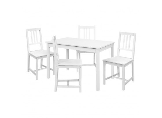 Jídelní stůl 8848B+4 židle 869B masiv bílá lak