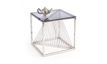 Konferenční stolek INFINITY čtverec stříbrný/ kouřové sklo