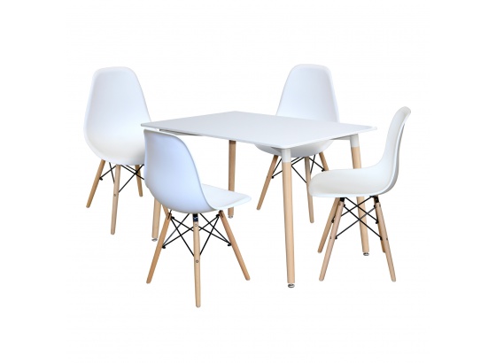 Jídelní stůl 120x80 UNO+4 židle UNO bílá