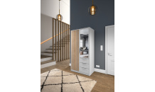 Šatní skříň BALI LUX D2 bílá/dub wotan se zrcadlem