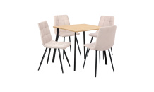 Jídelní stůl 80x80 BERGEN dub + 4 židle BERGEN béžová