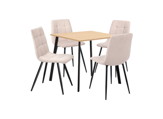 Jídelní stůl 80x80 BERGEN dub + 4 židle BERGEN béžová