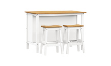 Kuchyňský ostrůvek + 2 barové stoličky CORONA 2 bílý vosk/vosk