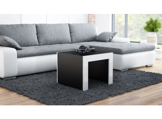 Konferenční stolek TESS 60x60 černý mat/bílý lesk