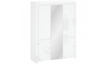 Šatní skříň LINGO 5D se zrcadlem bílý lesk
