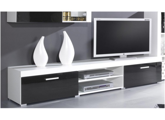 TV stolek SAMBA REG 8 bílá/černý lesk