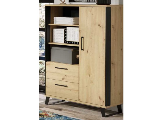 Vitrína LOFT LT 4 dub artisan/černá