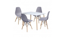 Jídelní stůl 120x80 UNO bílá + 4 židle UNO šedá