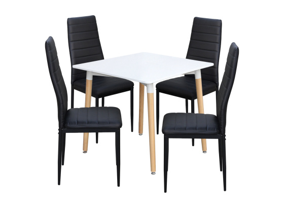 Jídelní stůl ONE 80x80 bílý + 4 židle SIGMA černé