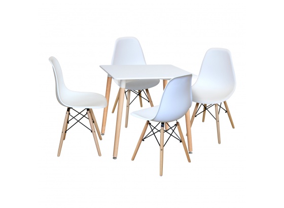 Jídelní stůl 80x80 UNO + 4 židle UNO bílá