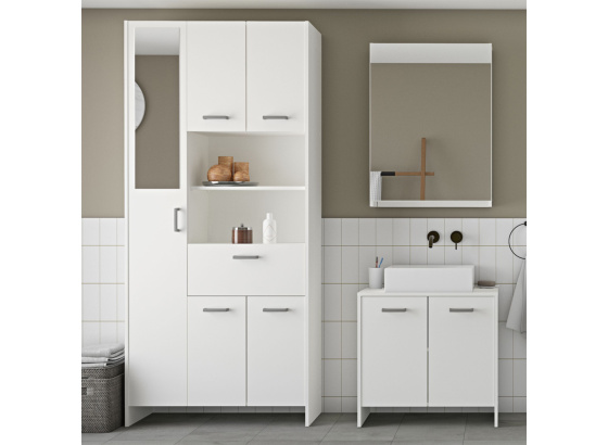 Vysoká skříňka 1+4 dveře + 1 zás. KORAL bílá