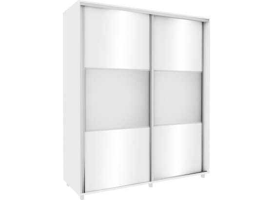 Šatní skřín 200 cm bílá/  bílý lesk se zrcadlem