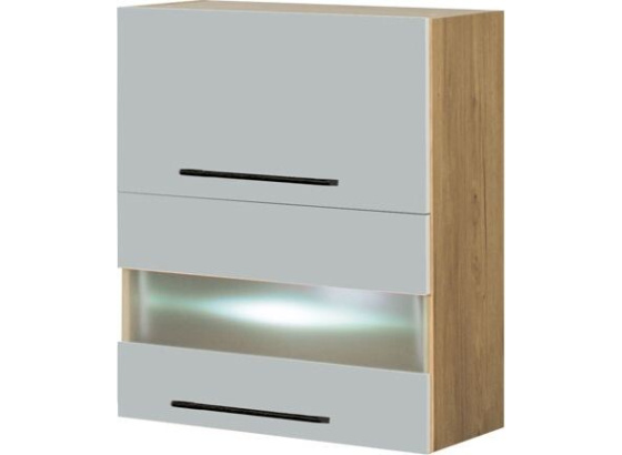 Horní skříňka MONIA 60 vodorovně dělená se sklem a LED 