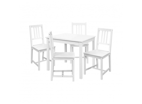 Jídelní stůl 8842B+4 židle 869B  masiv bílá lak