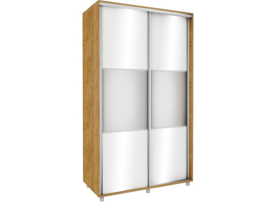 Šatní skříň 120 cm dub soma tmavý/ bílý lesk se zrcadlem 