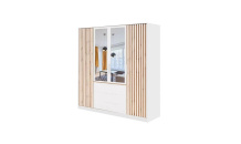 Šatní skříň BALI LUX D4 bílá/dub wotan se zrcadlem