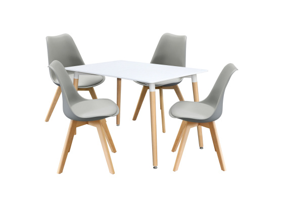 Jídelní stůl 120x80 UNO bílý + 4 židle QUATRO šedé
