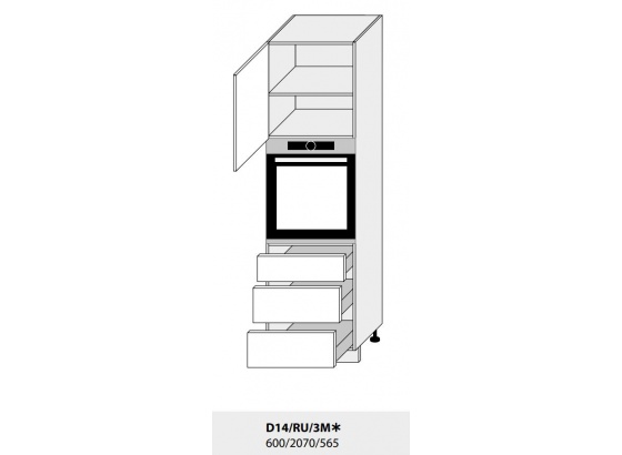 Dolní skříňka kuchyně Quantum D14RU 3M vestavba bílá
