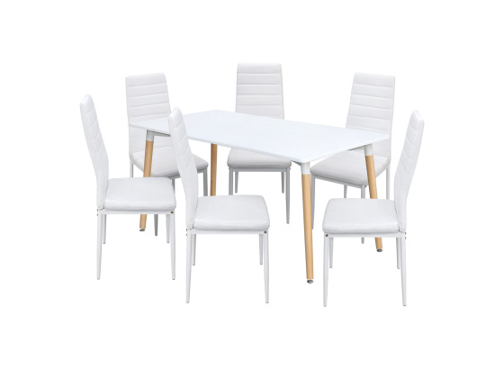 Jídelní stůl ONE 160x90 bílý + 6 židlí SIGMA bílých