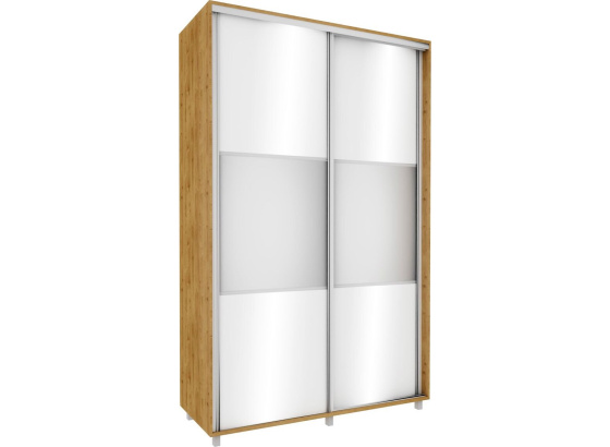 Vysoká šatní skříň 150 cm dub soma tmavý/ bílý lesk se zrcadlem