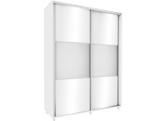 Vysoká šatní skříň 200 cm bílá/ bílý lesk se zrcadlem