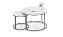 Set konferenčních stolkům PAOLA bílý mramor/ stříbrná