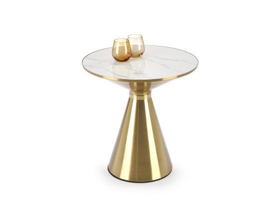 Konferenční stolek TRIBECA  bílý mramor/ zlatá