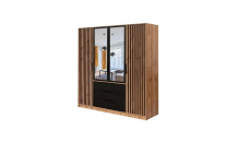 Šatní skříň BALI LUX D4 dub wotan/ černá se zrcadlem