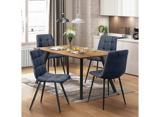 Jídelní stůl 140x80 BERGEN dub + 4 židle BERGEN šedá