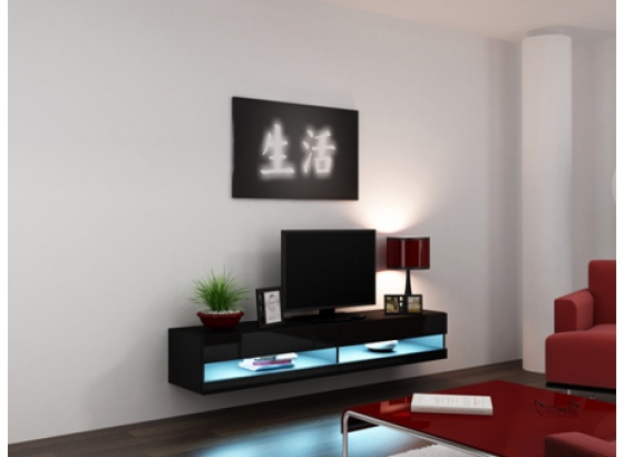 TV stolek VIGO NEW RTV 180 černý mat/černý lesk 