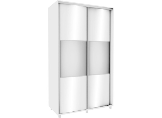 Šatní skříň 120 cm bílá/ bílý lesk se zrcadlem 